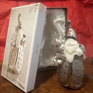 Pier 1 Elegant Silver and White Santa Figurine-NEW
